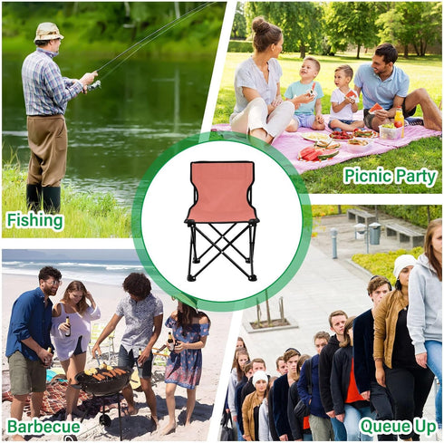 Lightweight Portable Folding Salmon Camping Chairs - Ideal for Outdoors
