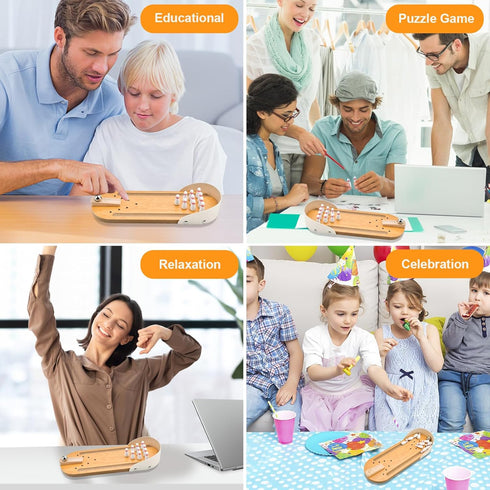 Tabletop Mini Bowling Game Set, Funny Gifts for Adults, Wooden Mini Bowling Set for Home Office Desk Toys