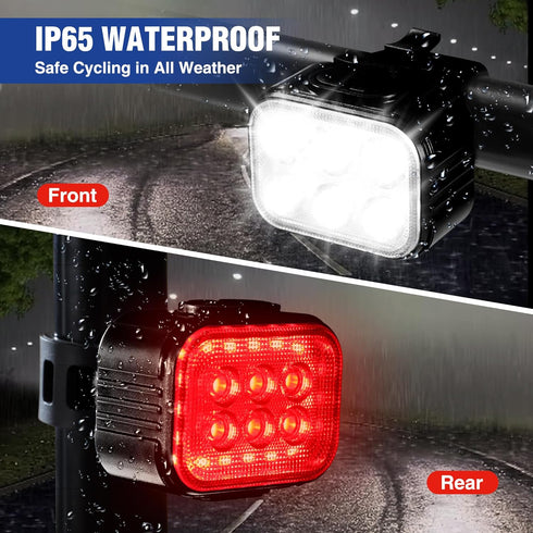 WORKPRO Ultra Bright Bike Lights Set, 8+13 Modes, Rechargeable IP65 Waterproof Bicycle Light Set for Night Riding