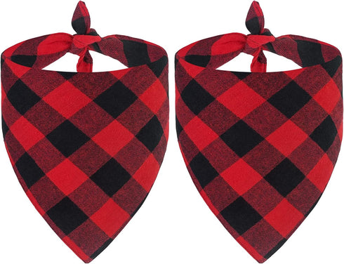 Malier 2 Pack Dog Bandana Christmas Classic Plaid Pet Scarf Triangle Bibs for Small Medium Large Dogs