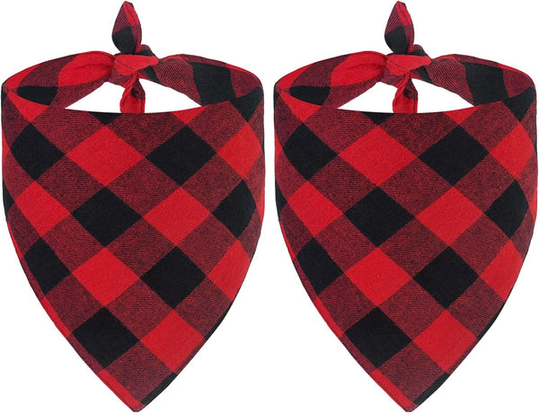 Malier 2 Pack Dog Bandana Christmas Classic Plaid Pet Scarf Triangle Bibs for Small Medium Large Dogs