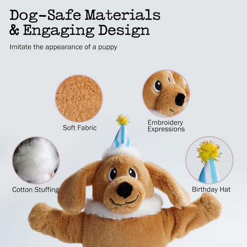 Fuzzwoof Singing Dancing Dog Toy, Interactive Birthday Cake Plush Toy for Small Medium Large Dogs, Plays Birthday Song
