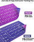 Upgrade Instructional Yoga Mat with 75 Poses Printed, 6mm Travel Mat with Bag, Purple & Blue