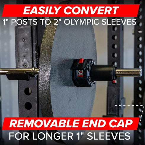 SERIOUS STEEL FITNESS Nylon Olympic Adapter Sleeve 8" - Convert 1" Bars to 2" Olympic Bars, Includes Removable End Cap