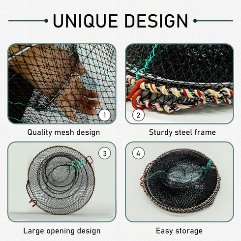 23.6in 11.8in Folded Minnow Trap Crab Trap x Thicken Fishing Bait Trap with Hand Rope Crawfish Lobster Fishing Net Trap