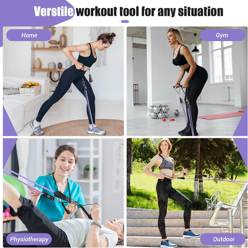 Resistance Bands with Handles for Women, 5 Level Workout Bands for Physical Therapy, Yoga, Pilates