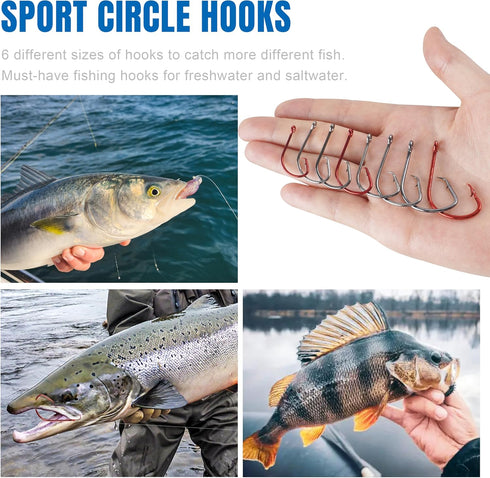 Shaddock Fishing 160pcs/box 7381 Offset Sport Circle Hooks, Black High Carbon Steel, Size: 1-5/0