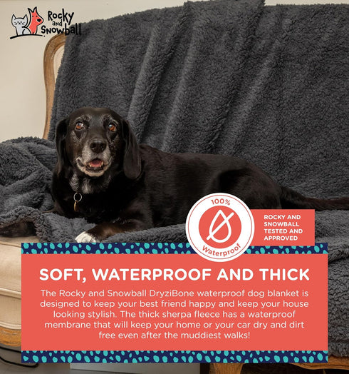 Waterproof Dog Blankets for Large Dogs, Washable Sherpa Dog Blanket for Bed, Pet Covers for Couches, 60x80