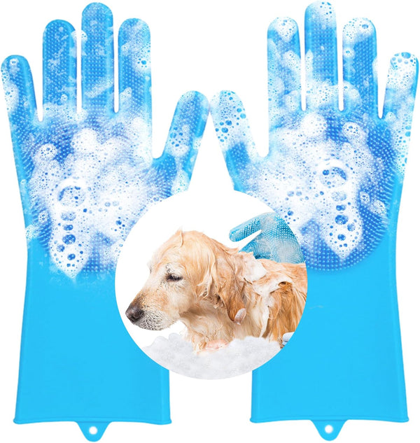 Pet Washing Gloves - Dog and Cat Shampoo Bathing Gloves, High Density Bristles for Gentle Grooming and Massage