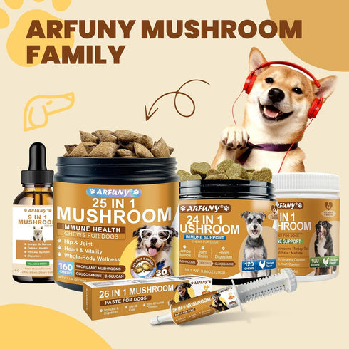 Immune 13 Mushrooms for Dogs - Turkey Tail Mushroom for Dogs - Gut, Skin, Joint, Health- Dog Lumps & Bumps - Organic