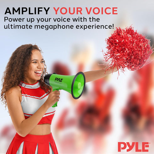 Pyle 20-Watt 2 1000 Compact Megaphone Speaker with Microphone, Siren, Bullhorn - Battery Operated, Foldable Handle