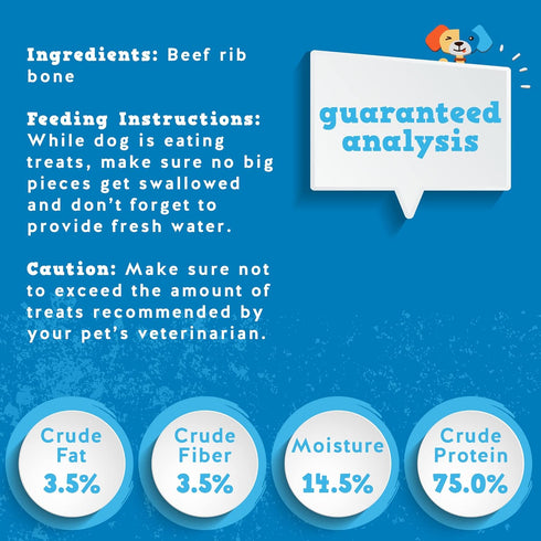 (24 Oz Jack&Pup Rib Bones for Dogs Bag), All Natural Beef Bones for Dogs, Single Ingredient Bone Marrow, Dog Rib Bones