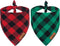 Malier 2 Pack Christmas Dog Bandanas, Classic Buffalo Red Plaid for Small and Extra Large Dogs