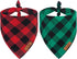 Malier 2 Pack Christmas Dog Bandanas, Classic Buffalo Red Plaid for Small and Extra Large Dogs