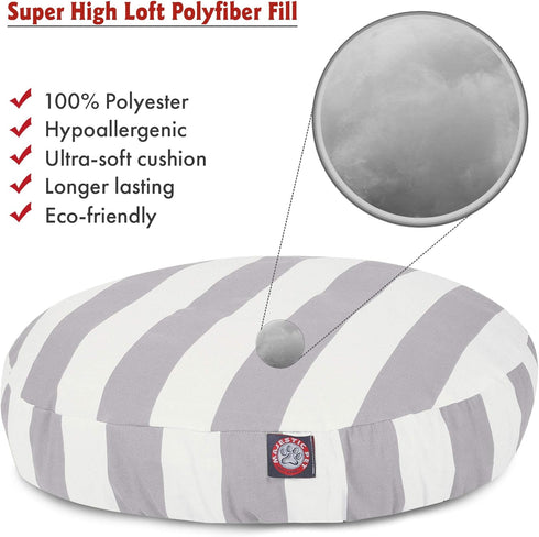 Majestic Pet Indoor Outdoor Round Pet Dog Bed, Vertical Stripe with Removable Washable Cover, Gray, Small