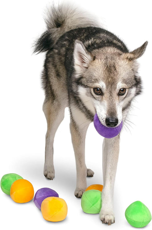 Midlee Squeaky and Crinkley Plush Dog Balls, Set of 8 (3 1/2" Refill Hide a Ball)