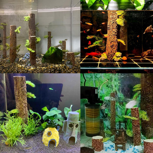 Tfwadmx Tall Tree Trunk Decoration, Aquarium Tree Stump Ornament for Freshwater, Saltwater, Goldfish, Betta, and Shrimp