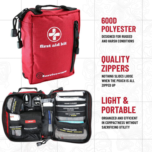 Surviveware Comprehensive Premium Survival First Aid Kit - Emergency Medical Kit for Travel, Camping, and Outdoor
