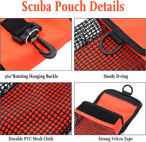 Scuba Diving Gear Bag with Finger Reel/SMB Safety Surface Marker Buoy and Mesh Storage Pocket for Snorkeling Equipment