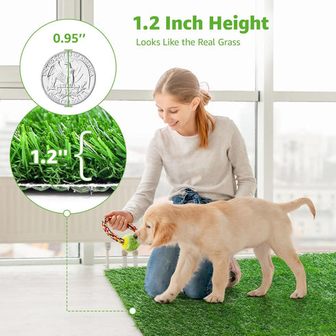 Artificial Dog Grass Pee Pad 30.5"x30.5" - 2 Pack, Washable Indoor Potty Training Replacement Turf for Dogs