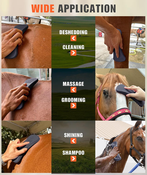 Shedding Blade for Horses Tool - Horse Brush for Deshedding Grooming Bathing, Multi-Functional Rubber Grooming Kit