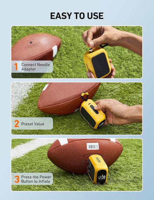 Preset AstroAI Portable Electric Ball Pump - Ultra Fast Inflation, with Digital LCD Display, Pressure with Ball Needle