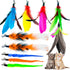 Cat Feather Toys Refills - 10 Pieces Worms Feathers Refills, Cat Wand Replacement Feathers Toy for Indoor Cats