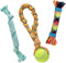 rocket & rex 3-Pack Dog Toy Set, Tug Rope Toys for Small to Medium Breeds, Rubber and Crackle for Extra Chewing Fun