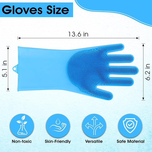 Pet Grooming Gloves, Dog Washing Gloves with High-Density Teeth, Silicone Bathing Gloves for Dogs and Cats (Blue)