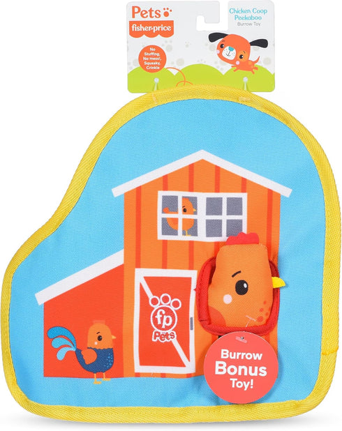Fisher-Price for Pets Chicken Coop Peek-a-Boo Burrow Dog Toy, Flattie Style Pet