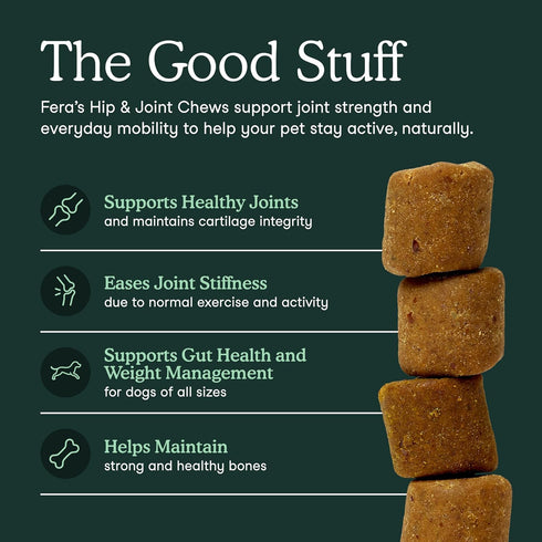 Fera Pets Hip & Joint Supplement for Dogs with Glucosamine, 90 Soft Chews for Healthy Joints