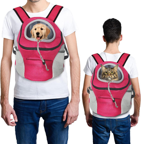 Fhiny Dog Carrier Backpack, Comfortable Doggy Front Backpack with Breathable Head Out Design for Travel and Hiking