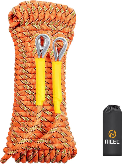 Nice C Static Climbing Rope, Rescue Rope, 10mm 32ft/64ft/96ft/160ft/230ft/500ft/985ft/1000ft with Carry Bag