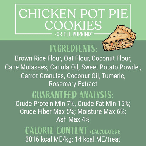 Chicken Pot Pie Cookies, Lactose Free, Gluten Free, 14 oz of All Natural Crunchy Goodness for All Breeds