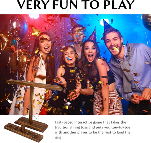 15.7" 13" DreamToyz Ring Toss Games for Adults, Yard Games, Patio Decor, Outdoor Indoor Games, Wooden Hook and Ring