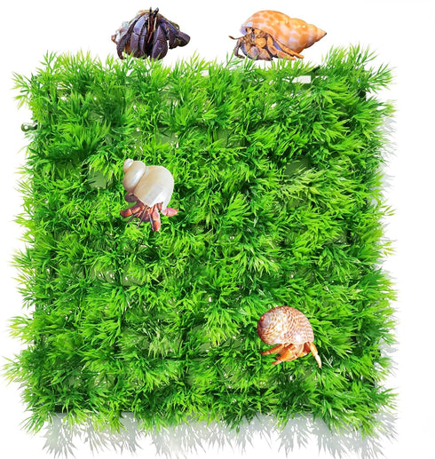 2 PCS Hermit Crab Climbing Toys, Faux Grass Mat 10 x 10 Inch, Fake Turf Hermit Crab Climbing Wall, Fish Tank Decorations