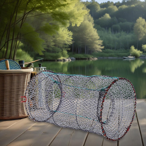 3pcs Set, Balacoo Foldable Fishing Net Nylon Mesh Collapsible Crab Bait Cage and Minnow Trap for Freshwater