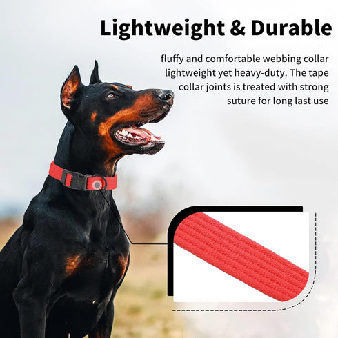 Soft Padded Breathable Cotton Dog Collar by lynxking, Solid Color Strong Adjustable Pet Collar for Little Puppy