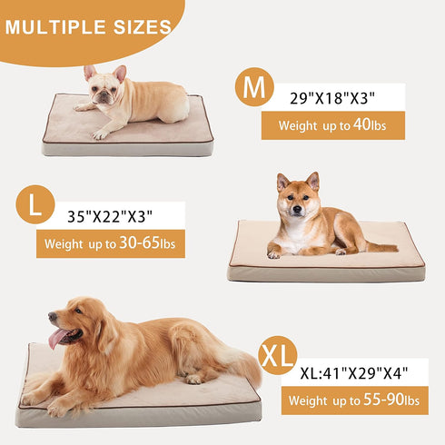 Orthopedic Memory Foam Dog Bed, Cooling Beds for Medium/Large Dogs, Waterproof Pet Bed for Crate, Removable Washable