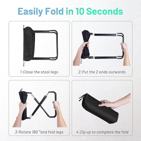 120 Portable Folding Stool Pocket Chair with Shoulder Strap, Weight Capacity kg, use for Camping Hiking Fishing