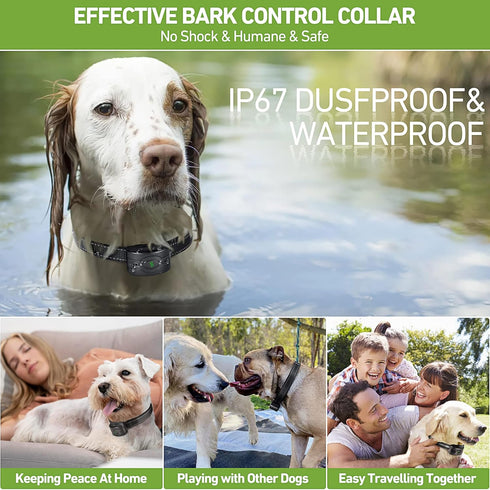 2 Pack Rechargeable Dog Bark Collar, Anti Barking Collar with 5 Sensitivity, Waterproof Smart Training Collar for Large