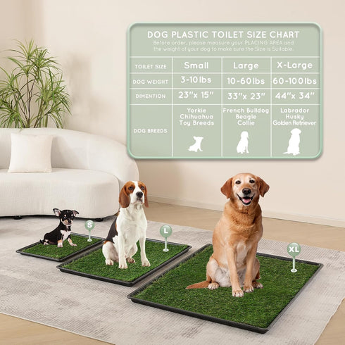 HQ4US 4LEGS 23" 16", Hemmed Dog Grass Pad with Tray Small x Ultra-Absorbent Artificial Grass Pad for Dogs Potty(No