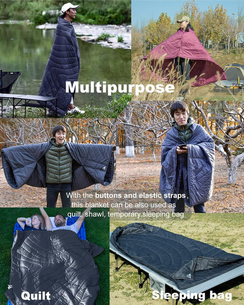 iClimb Ultralight Compact Camping Blanket - 3M Thinsulate Insulation (Light Grey)