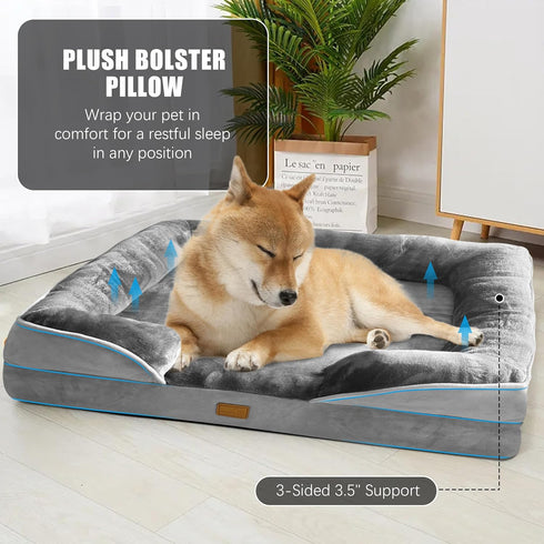 Spotted Play Orthopedic Dog Bed with Sides - Dog Sofa Beds for Large Dogs, Supportive Foam Pet Couch Bed with Washable