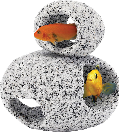 2 Piece Set – Realistic Stone Appearance – Safe for Freshwater and Saltwater Tanks, Penn-Plax Deco-Replicas Granite