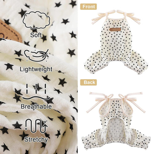 Dog Pajamas Summer Clothes for Small Dogs, Star Strap Puppy Onesie Pjs for Doggie, Beige, XL