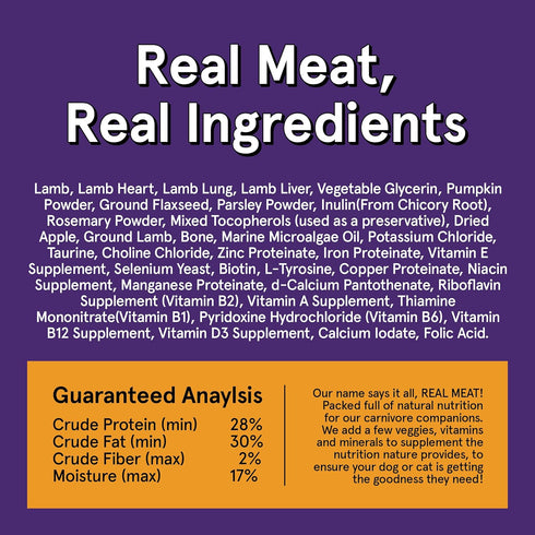 Real Meat Air Dried Cat Food & Dog Food with Real Lamb, 14oz, Grain-Free, High Protein