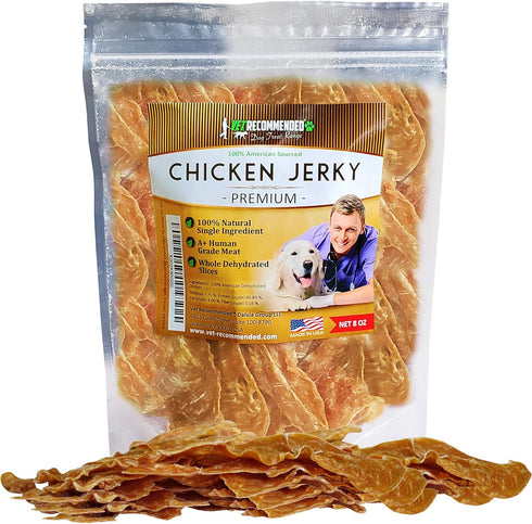 Vet Recommended Premium Chicken Jerky for Dogs - Giant 8oz Bag | All Natural