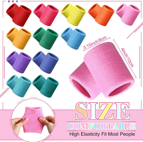 24 4 Inch Lenwen Pcs Wrist Sweat Bands for Men Women Absorbent Tennis Wristbands Cotton Terry Cloth Sports Wrist