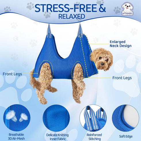 Hammock Trimmers Trimming Dog Grooming for Large & Giant Dogs, Pet Grooming Sling with Nail Clippers, & Scissors